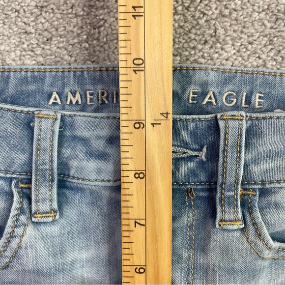 American Eagle Jegging Women's 2 Blue Skinny High Rise Light Wash Distressed - Picture 7 of 10
